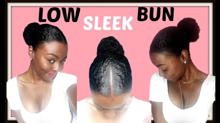Low Sleek Bun on THICK Short/Awkward stage Natural Hair + Clip Ins