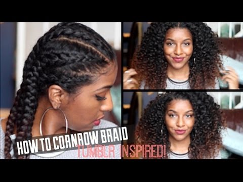 How To Cornrow Braid Natural Hair| Defined Curls!