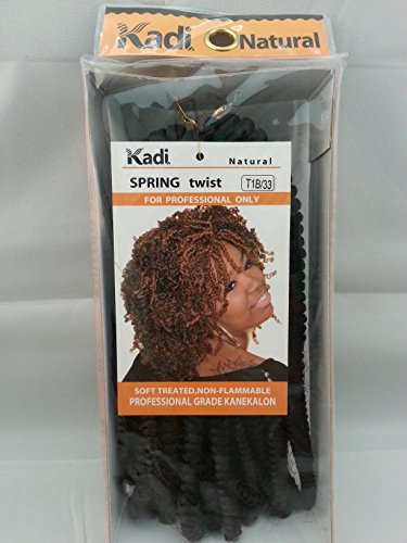Kadi Natural Braiding Style, Hair Extension, Professional Grade Kanekalon (T1B/33 – Black /Dark Aurburn, SPRING TWIST)