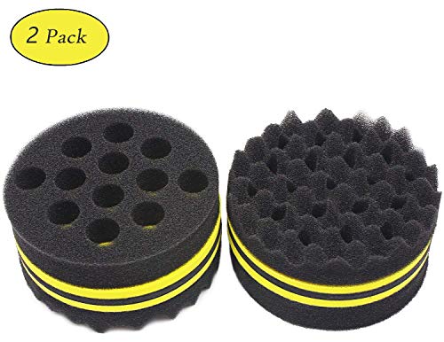 AIR TREE Big Holes Twists Curly Dread Lock Afro Coils Black Hair Twist Curl Curling Haircut Twisted Natural Hairstyle Magic Barber Sponge Brush For Curls Male Men Boy Women Hairstyles(2 PCS)-NO.16