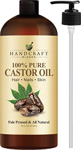 Handcraft Pure Castor Oil – 100% Pure and Natural – Premium Quality Moisturizes and Protects Dry Skin For Hair Growth, Eyelashes, Joint and Muscle Pain – Huge 16 oz