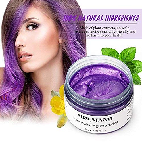 Rotus Hair Color Wax Natural Ash Matte Long-lasting Professional Strong Hair Lacquers Gel Cream 4.23oz for Men and Women (Purple)