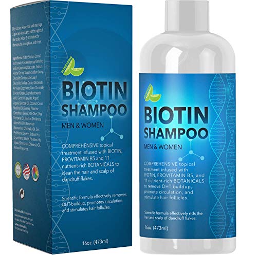 Biotin Shampoo for Hair Growth and Volume – Hair Loss for Men and Women – Natural DHT Blocker – Thickening Shampoo for Fine Hair – Pure Anti Dandruff Oils – Sulfate Free for Color Treated Hair – 16 oz