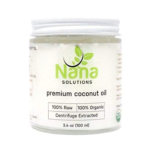 Centrifuge Extracted Premium 100% Organic Raw | Extra Virgin Coconut Oil by Nana Solutions | For Cooking, Skin Care, Hair Care, & Oral Hygiene | Travel Size 3.4 oz