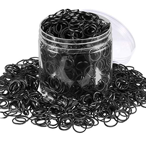 Hicarer 2000 Pack Mini Rubber Bands Elastic Hair Bands Soft Hair Ties with Box for Children Hair Braiding Hair Wedding Hairstyle (Black)