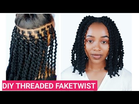 How To African Threading on Natural Hair/Threaded Fake Twist Step by Step/UTUMBO WA UZI /Spiral