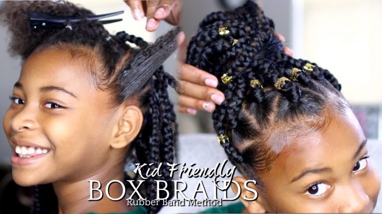 NATURAL HAIR | HOW TO: BOX BRAIDS “RUBBER BAND METHOD” KIDS HAIRSTYLE