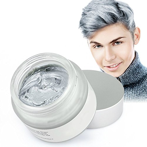 Mofajang Hair Wax Dye Styling Cream Mud, Natural Hairstyle Color Pomade, Washable Temporary, Gray