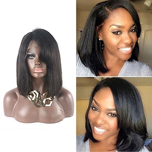 Human Hair Wig Straight Bob Cut Style Short Human Hair Wigs With Side Part Fringe Natural Color Glueless 13×6 Lace Front Wigs 130 Density 8 Inches