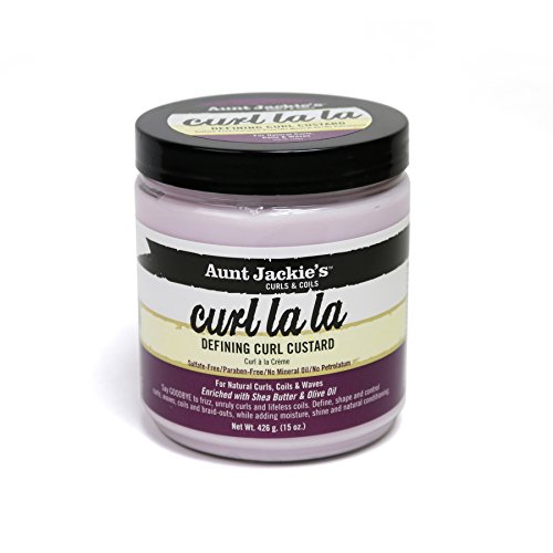 Aunt Jackie’s Curl La La, Lightweight Curl Defining Custard, Creates Long Lasting Curly Hair with Mega-moisture Humectants, Enriched with Shea Butter and Olive Oil, 15 Ounce Jar