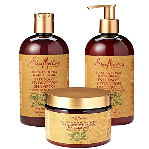 SheaMoisture Manuka Honey & Mafura Oil Intensive Hydration Combination Set – Includes 13 oz. Shampoo, 13 oz. Conditioner & 12 oz. Hair Masque