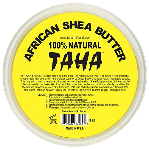 Taha African Shea Butter Cream – 100% Pure, Organic, Unrefined, and Raw, Gold – For Skin and Stretchmarks – 8oz