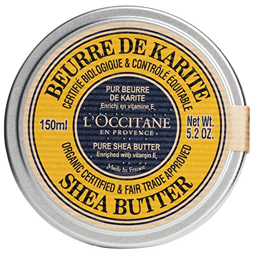 L’Occitane Eco-Cert Organic Certified & Fair Trade Approved Pure Shea Butter Enriched with Vitamin E, 5.2 oz.