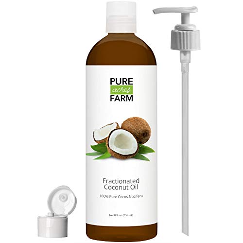 Fractionated Coconut Oil (Liquid) – with Pump + Free Recipe eBook! – Use with Essential Oils and Aromatherapy as a Carrier and Base Oil – Add to Roll-On Bottles for Easy Application (8oz)