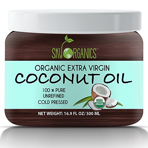 Organic Extra Virgin Coconut Oil by Sky Organics 16.9 oz- USDA Organic Coconut Oil, Cold-Pressed, Kosher, Cruelty-Free, Color Corrector, Unrefined- Skin Moisturizer, Hair Treatment & Baking