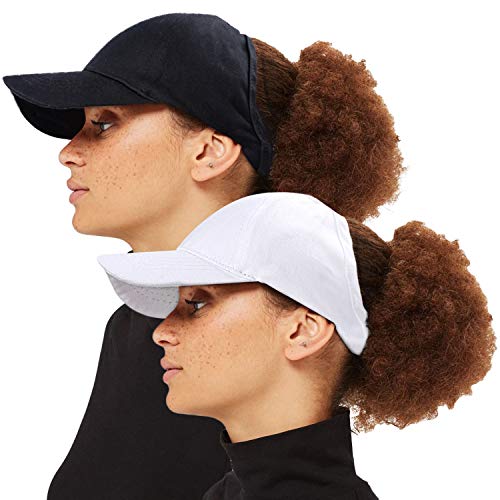 ZOORON Backless Ponytail Hat for Women [2 Pack], Natural Curly Hair Hat Baseball Cap