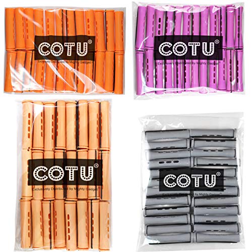 COTU (R) 48 pieces Variety Pack Perm Rods for Hair – Sizes: Small, Medium, Large & Jumbo – Colors: Tangerine, Sandy, Lilac & Gray