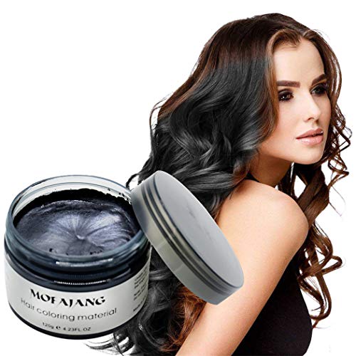 MOFAJANG Natural Hair Wax Color Styling Cream Mud, Natural Hairstyle Dye Pomade, Temporary Hairstyle Cream 4.23 oz, Hairstyle Wax for Men and Women (Black)