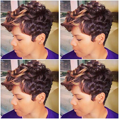 BeiSD Short Ombre Blonde Brown Wig Short Curly Synthetic Wigs For Black Women Afro Curly Wigs For African American Women Black Women Hairstyles