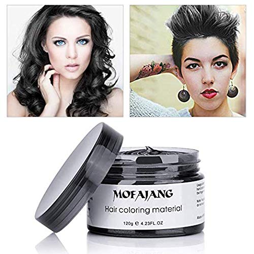 Temporary Hair Color Wax 4.23 oz-Instant Hairstyle Cream Hair Pomades Hairstyle Wax for Party Cosplay Easy Cleaning (black)