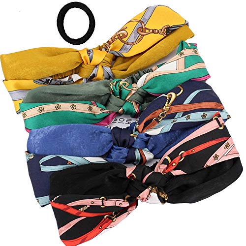 4 Pack Printed Retro Style Cross Knot Hair Band Elastic Headwrap Twisted Cute Hair Accessories