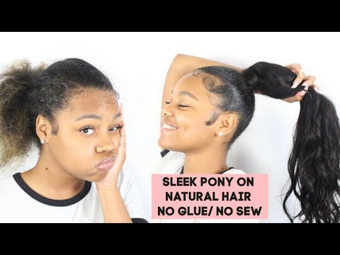 SLEEK FLAT EXTENDED PONYTAIL ON NATURAL HAIR NO SEW NO GLUE ft. ONEMOREHAIR #FreestyleFriday