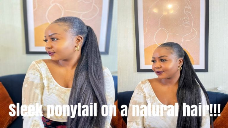 10 MINUTES SLEEK PONYTAIL ON A NATURAL HAIR, EASY TUTORIAL, NO BLOWOUT, NO HEAT.