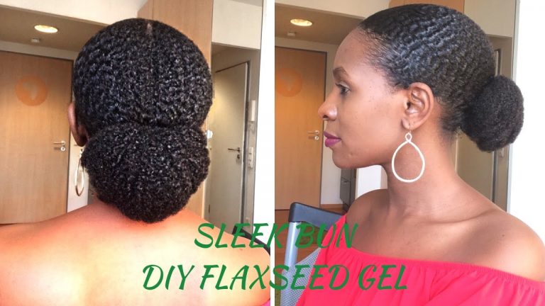 Sleek bun on natural hair using DIY flaxseed gel