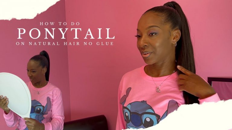 HIGH PONYTAIL ON NATURAL HAIR | GLUELESS | SEW-IN METHOD