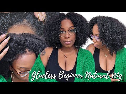 No Leave Out! NATURAL Hair T-Part Wig Install for Beginners 4c Edges Kinky Curly Hair HerGivenHair